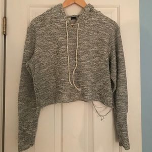 Brandy Melville Cropped Distressed Hoodie